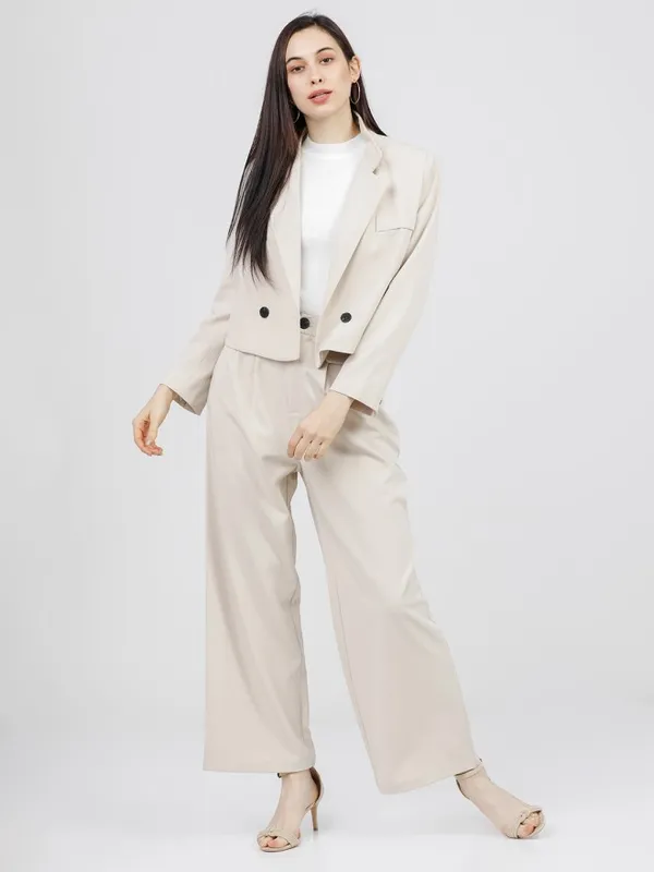 Tokyo Talkies Women Off White Henley Neck Sweater