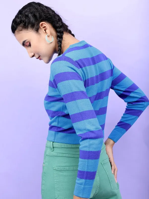 Tokyo Talkies Women Green Round Neck Sweater