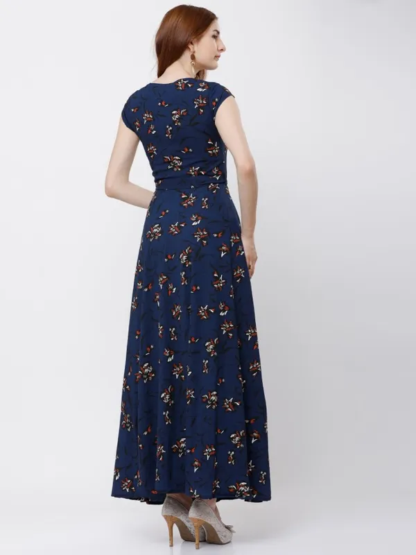 Tokyo Talkies Women Navy Blue Printed Maxi Dress