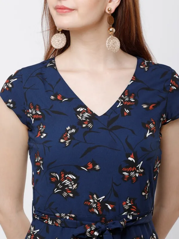 Tokyo Talkies Women Navy Blue Printed Maxi Dress