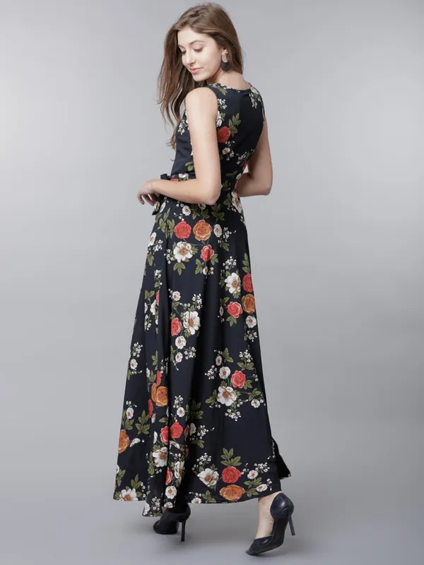 Tokyo Talkies Women Black Printed Maxi Dress