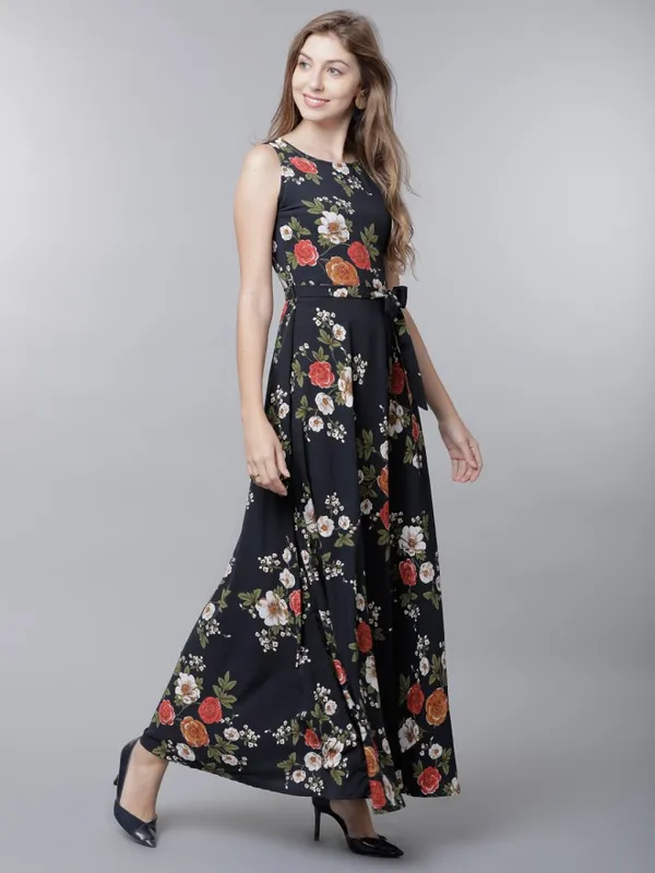 Tokyo Talkies Women Black Printed Maxi Dress