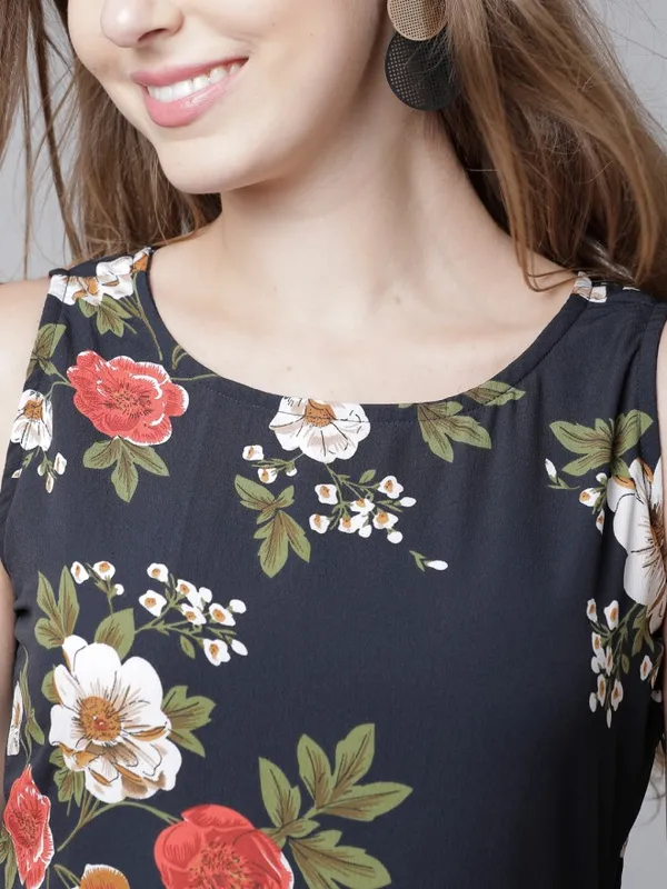 Tokyo Talkies Women Black Printed Maxi Dress