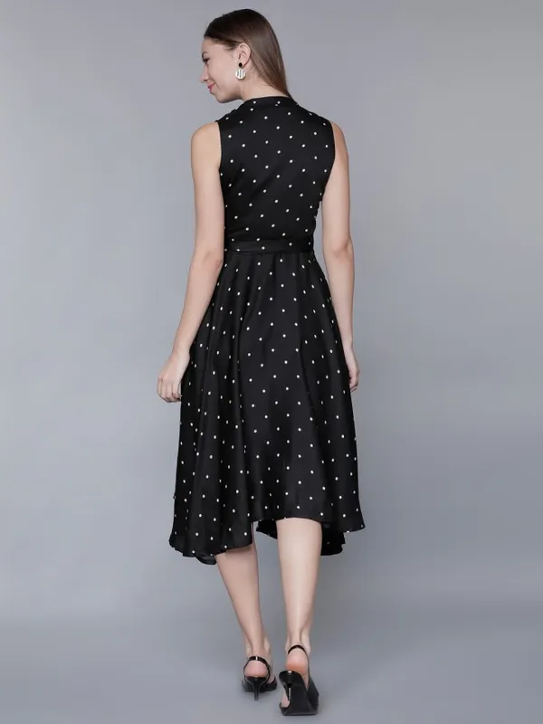 Tokyo Talkies Women Black Printed A-Line Dress