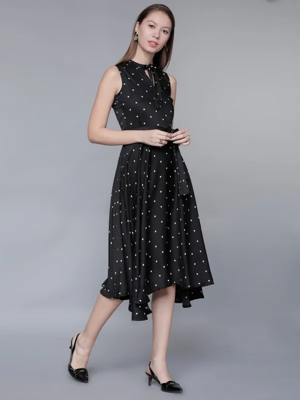 Tokyo Talkies Women Black Printed A-Line Dress