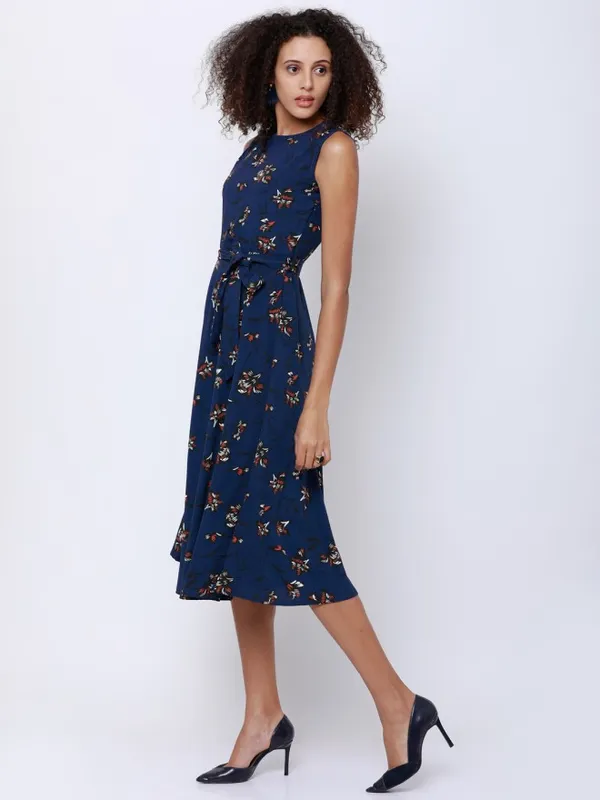 Tokyo Talkies Women Navy Blue Printed A-Line Dress