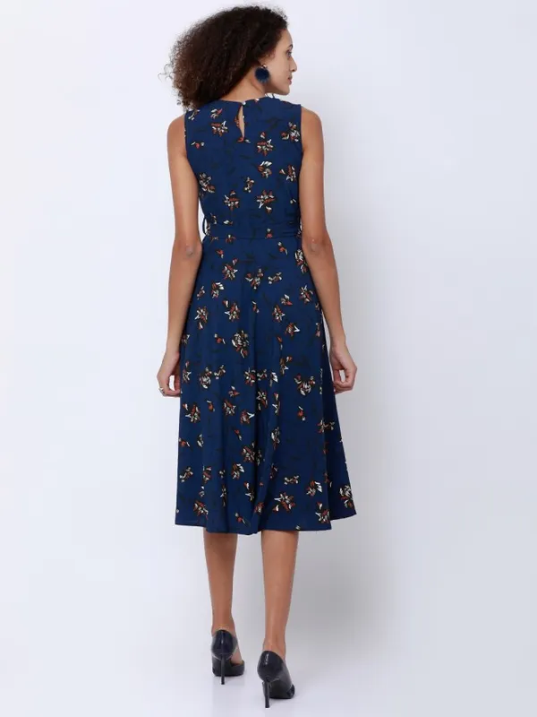 Tokyo Talkies Women Navy Blue Printed A-Line Dress