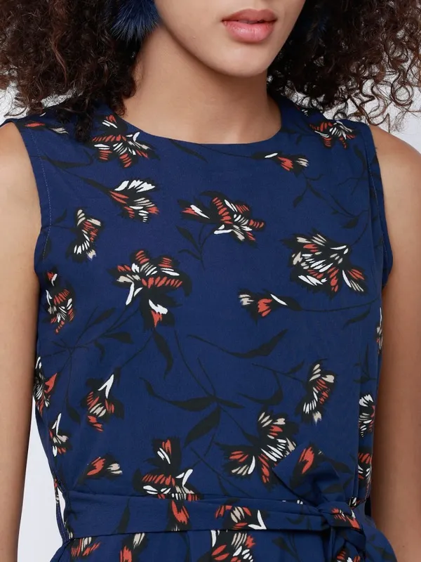 Tokyo Talkies Women Navy Blue Printed A-Line Dress