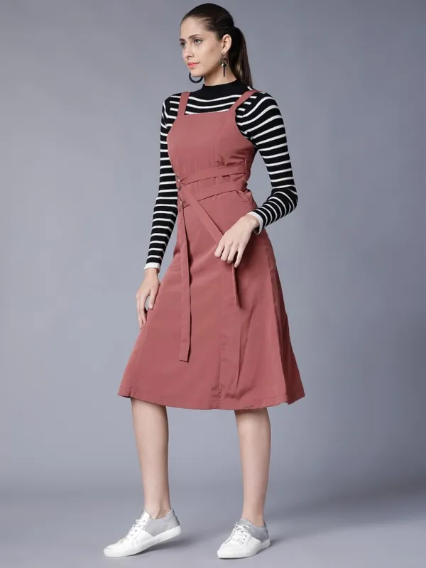 Tokyo Talkies Women Rose Solid Fit and Flare Dress