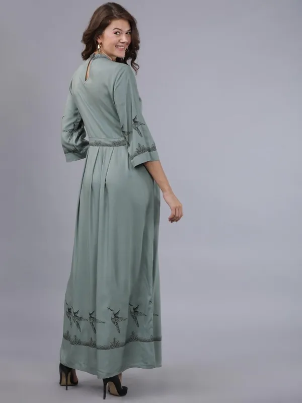 Tokyo Talkies Women Olive Solid Maxi Dress