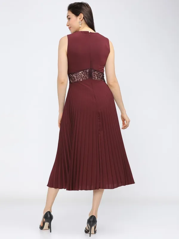 Tokyo Talkies Women Maroon Solid A-Line Dress