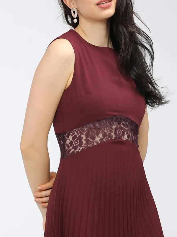 Tokyo Talkies Women Maroon Solid A-Line Dress