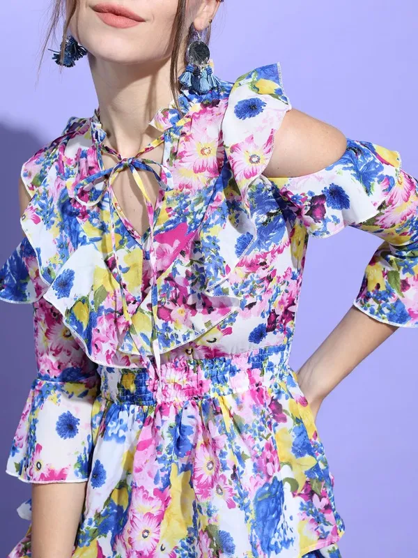 Tokyo Talkies Women Pink Printed Fit and Flare Dress