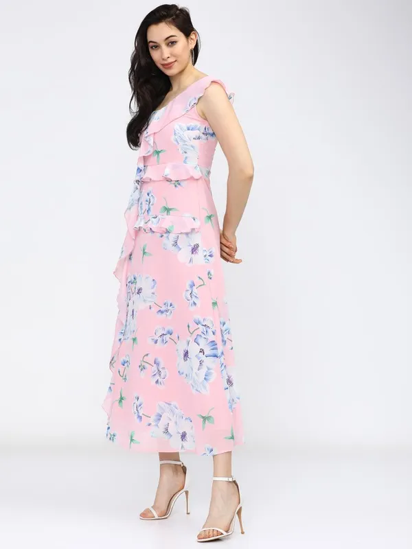 Tokyo Talkies Women Pink Printed A-Line Dress