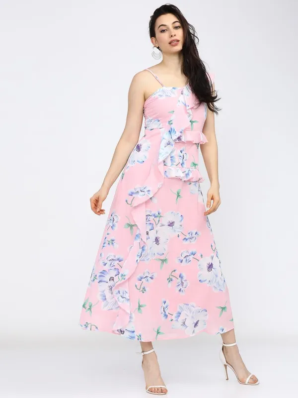 Tokyo Talkies Women Pink Printed A-Line Dress