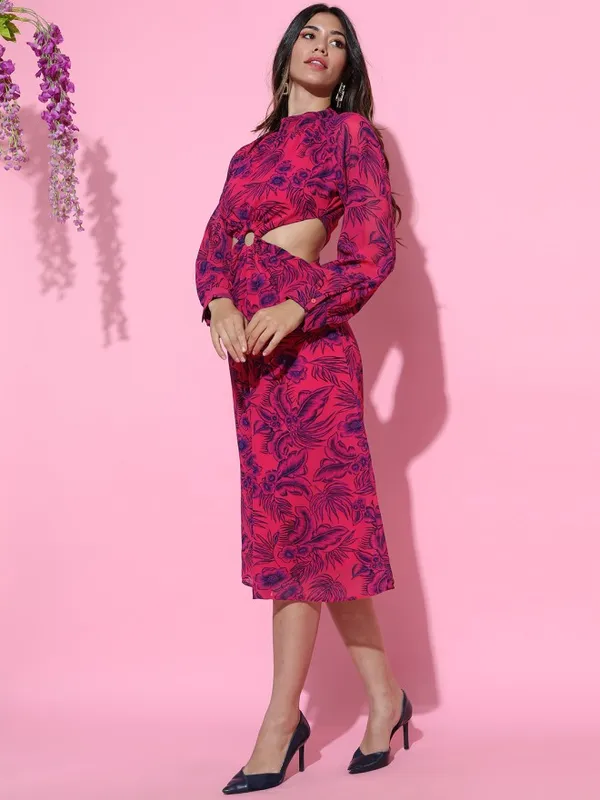 Tokyo Talkies Women Pink Printed A-Line Dress