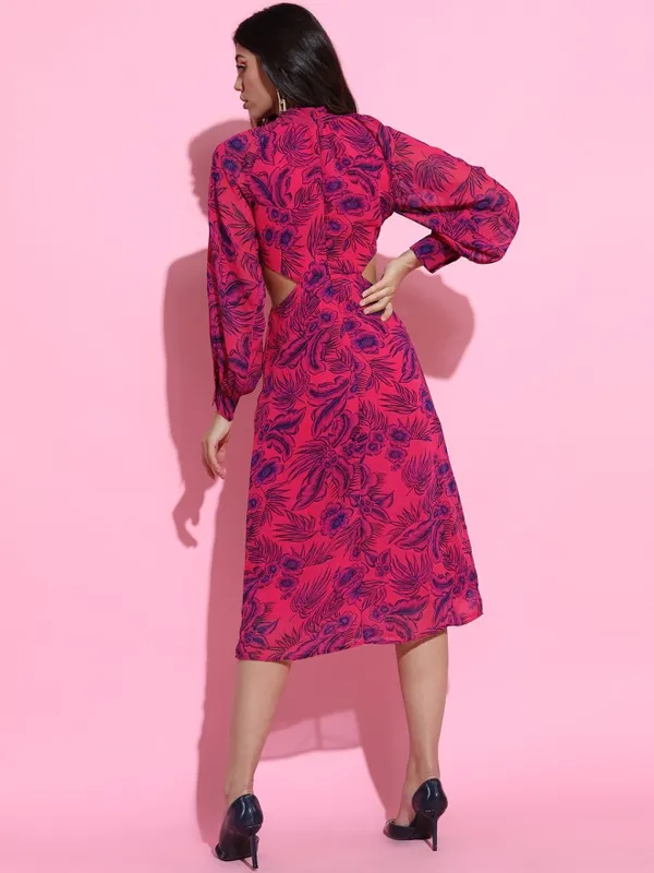 Tokyo Talkies Women Pink Printed A-Line Dress