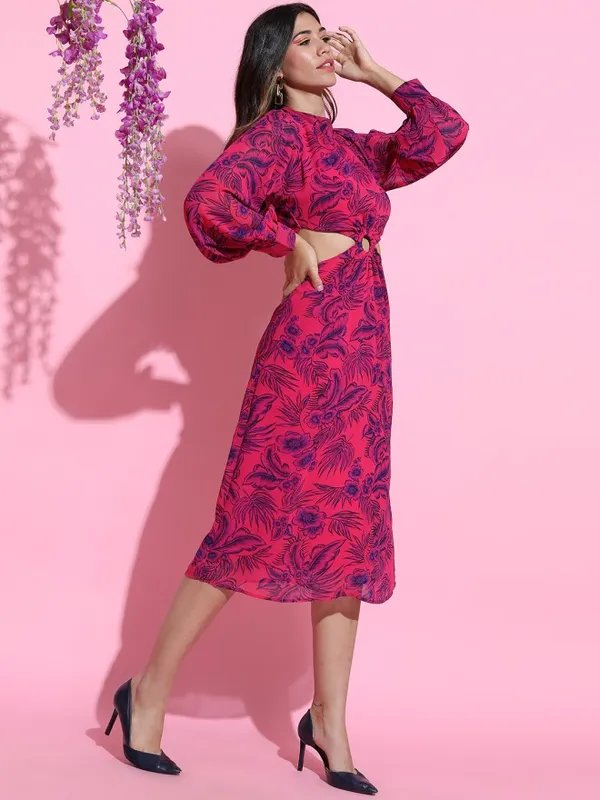 Tokyo Talkies Women Pink Printed A-Line Dress