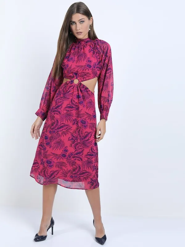 Tokyo Talkies Women Pink Printed A-Line Dress