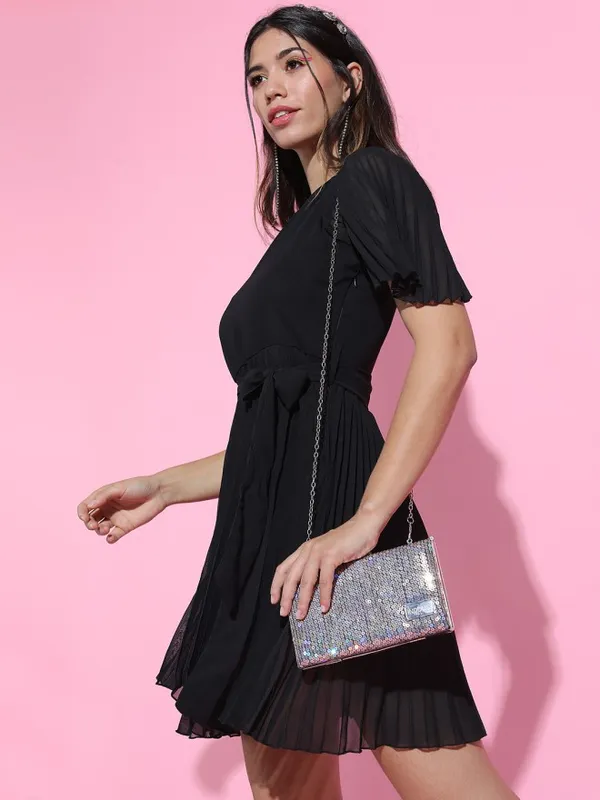 Tokyo Talkies Women Black Solid A-Line Dress