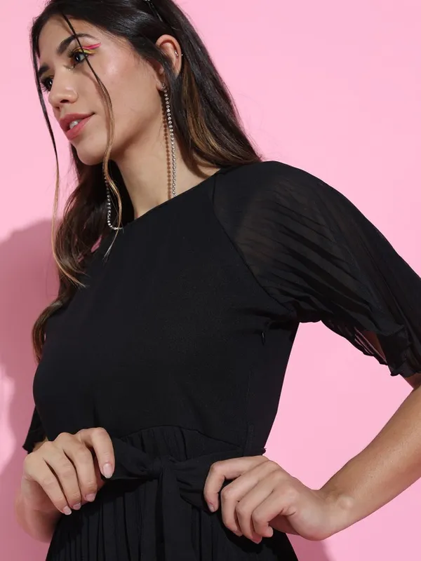 Tokyo Talkies Women Black Solid A-Line Dress