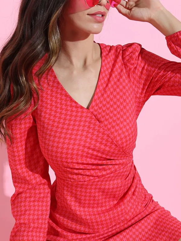 Tokyo Talkies Women Pink Printed A-Line Dress