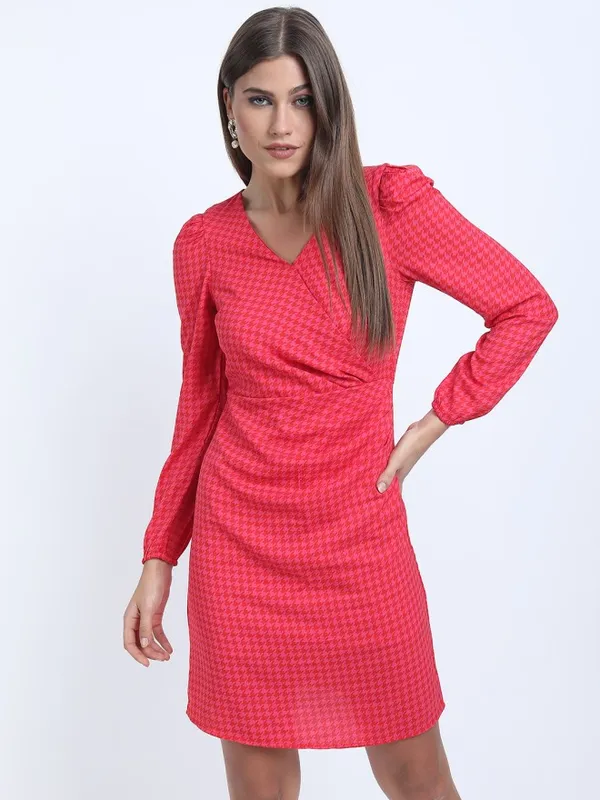 Tokyo Talkies Women Pink Printed A-Line Dress