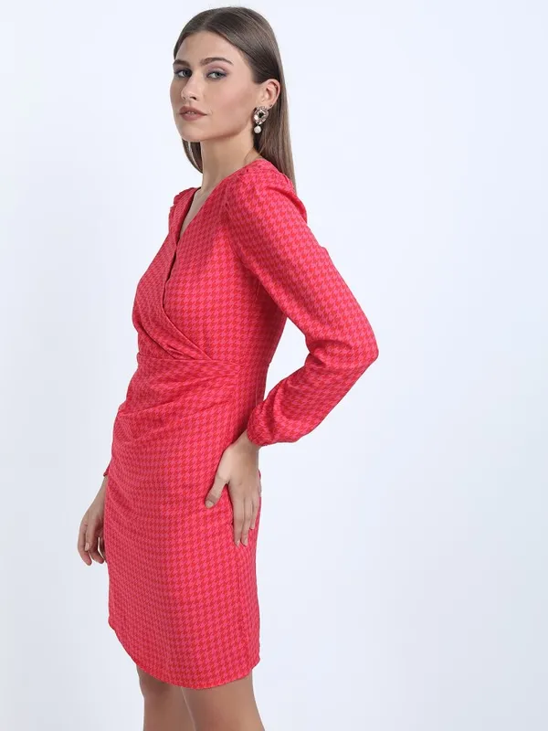 Tokyo Talkies Women Pink Printed A-Line Dress