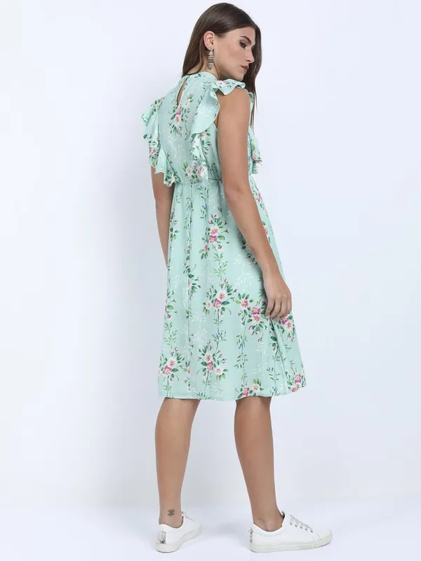 Tokyo Talkies Women Blue Printed A-Line Dress