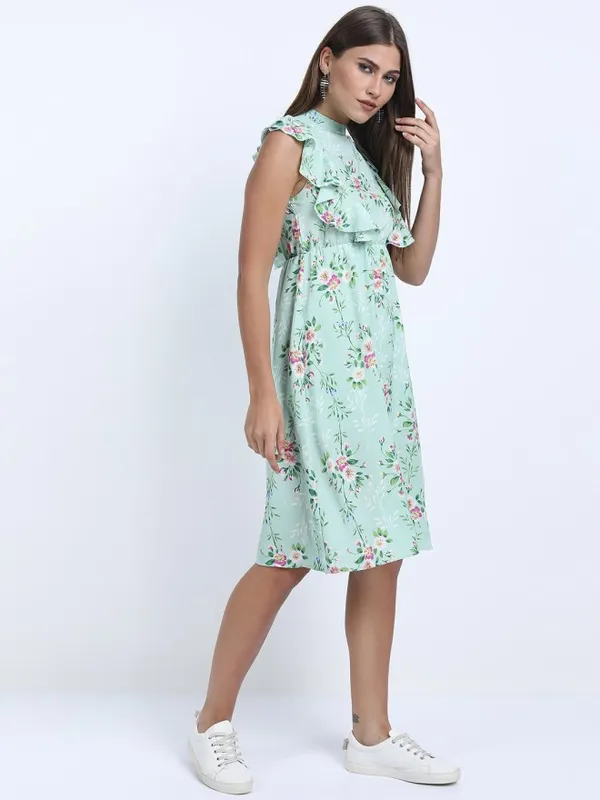 Tokyo Talkies Women Blue Printed A-Line Dress