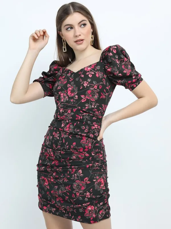 Tokyo Talkies Women Green Printed A-Line Dress