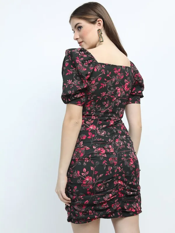 Tokyo Talkies Women Green Printed A-Line Dress