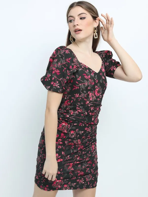 Tokyo Talkies Women Green Printed A-Line Dress