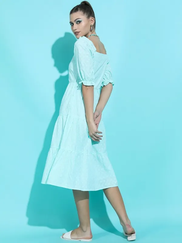 Tokyo Talkies Women Teal Solid A-Line Dress