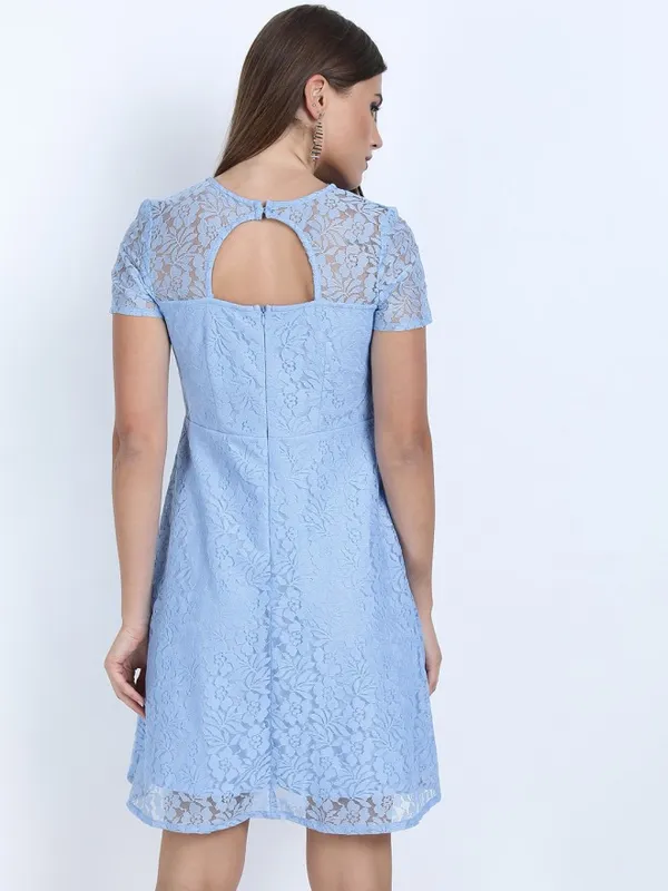 Tokyo Talkies Women Purple Self Design A-Line Dress