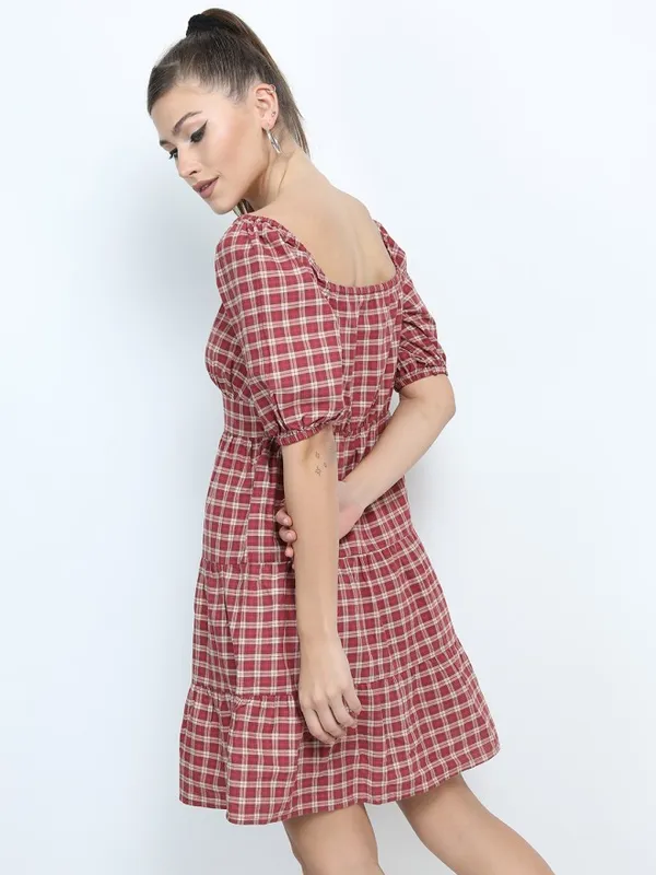 Checked A-Line Dress