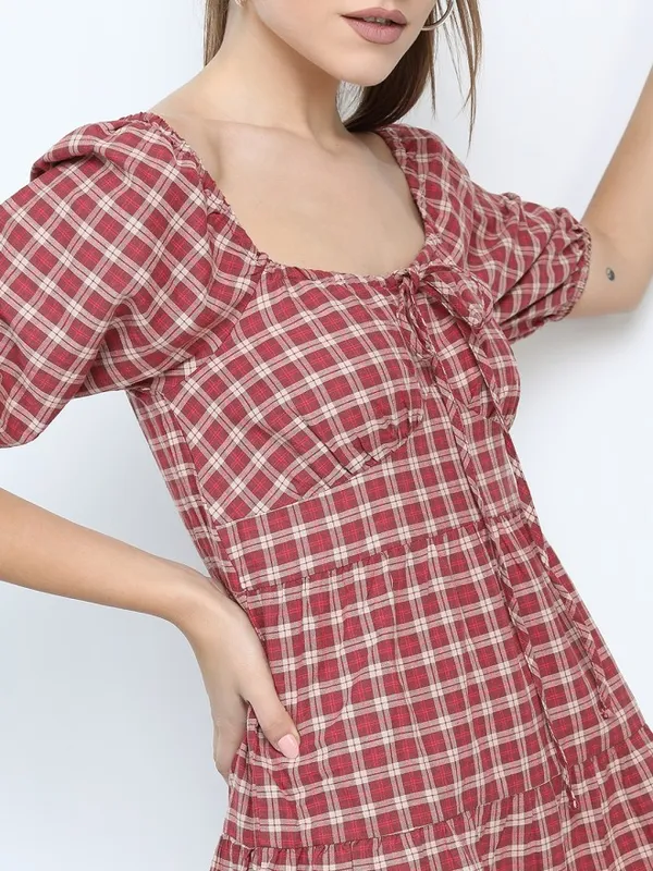 Checked A-Line Dress