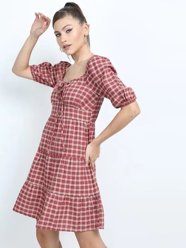 Checked A-Line Dress