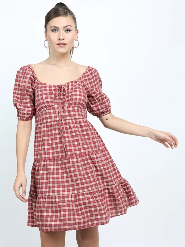 Checked A-Line Dress