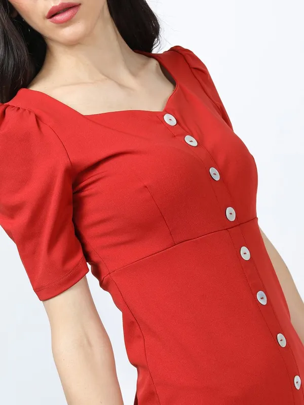 Tokyo Talkies Women Orange Solid A-Line Dress