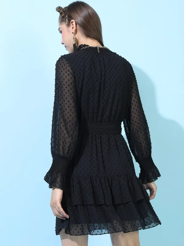 Tokyo Talkies Women Black Solid Fit and Flare Dress