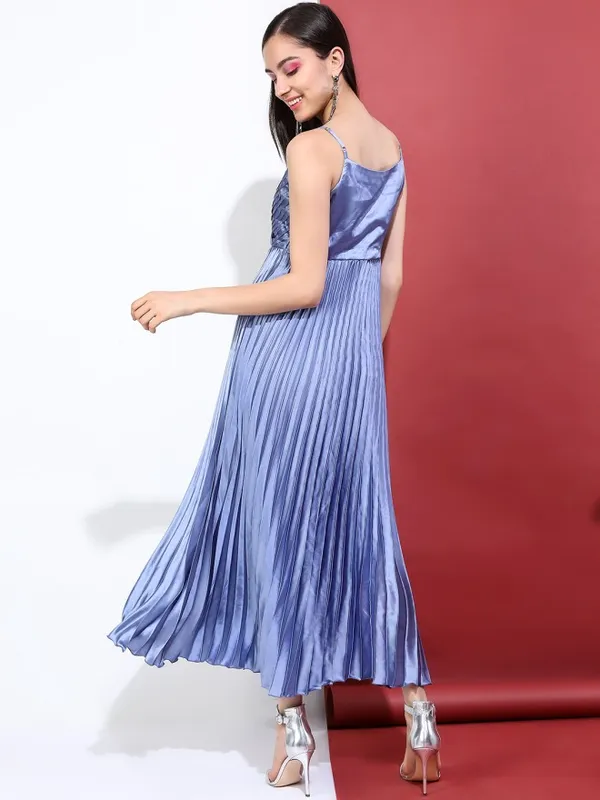 Tokyo Talkies Women Blue Solid Maxi Dress