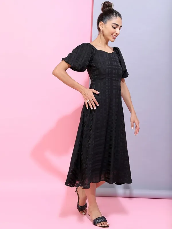 Solid A-Line Dress