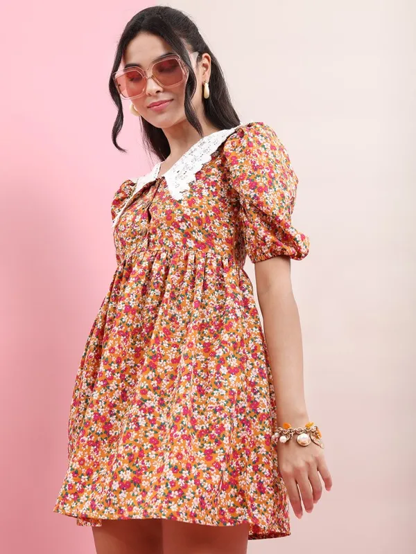 Tokyo Talkies Women Mustard Solid A-Line Dress
