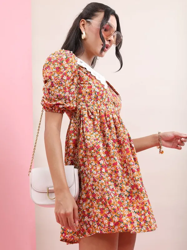 Tokyo Talkies Women Mustard Solid A-Line Dress