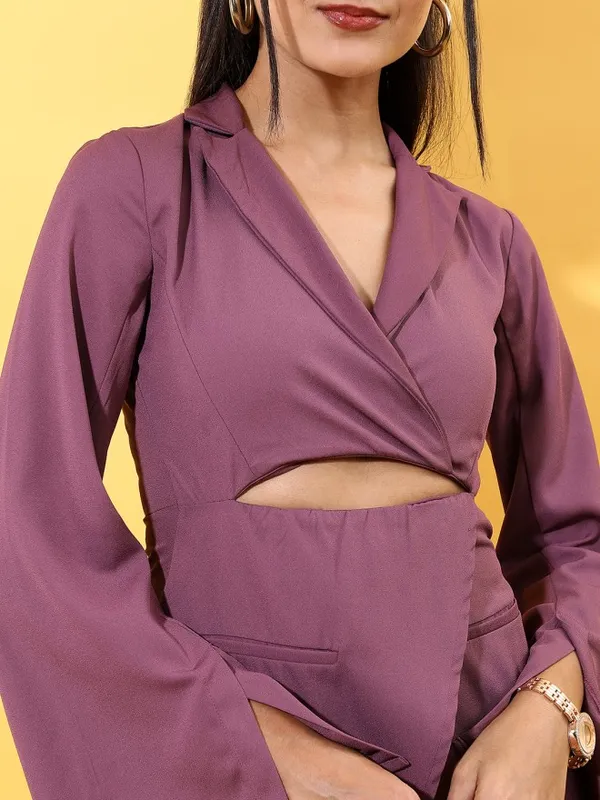 Tokyo Talkies Women Purple Solid Fit and Flare Dress