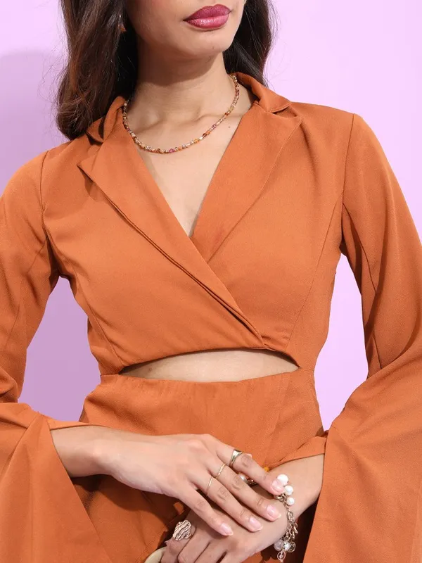 Tokyo Talkies Women Brown Solid Wrap Dress