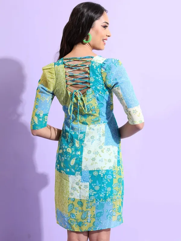 Tokyo Talkies Women Green Printed Wrap Dress