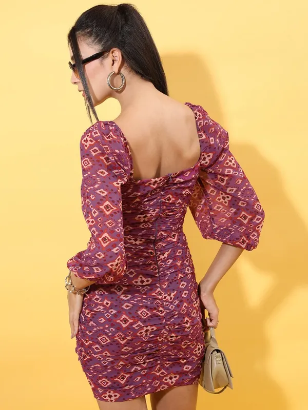 Tokyo Talkies Women Purple Printed Bodycon Dress