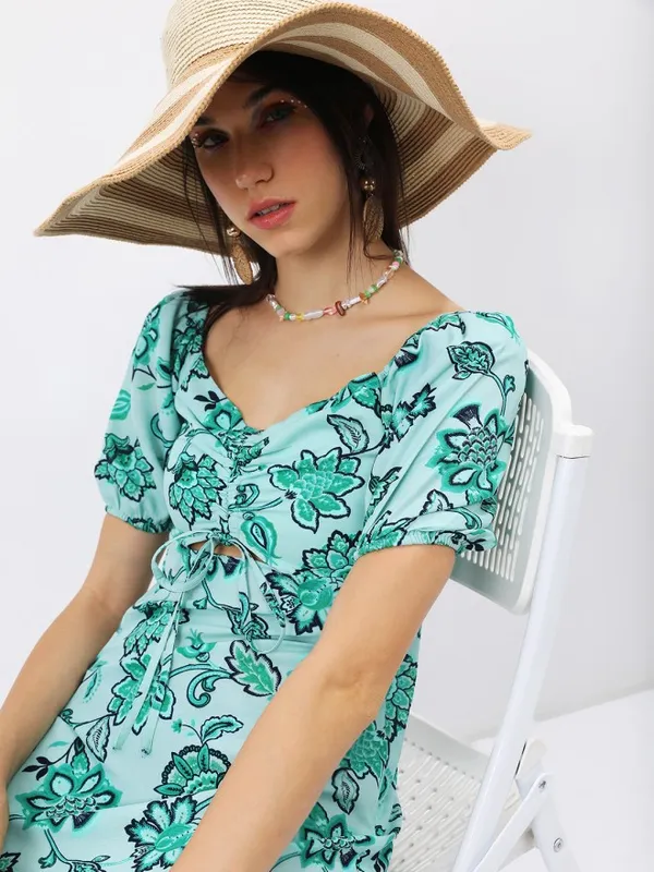 Tokyo Talkies Women Green Printed Maxi Dress